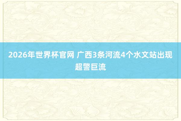 2026年世界杯官网 广西3条河流4个水文站出现超警巨流