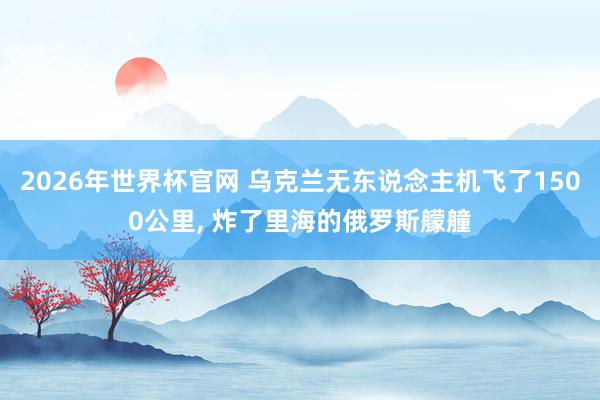 2026年世界杯官网 乌克兰无东说念主机飞了1500公里， 炸了里海的俄罗斯艨艟