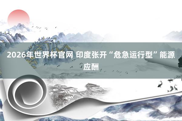 2026年世界杯官网 印度张开“危急运行型”能源应酬