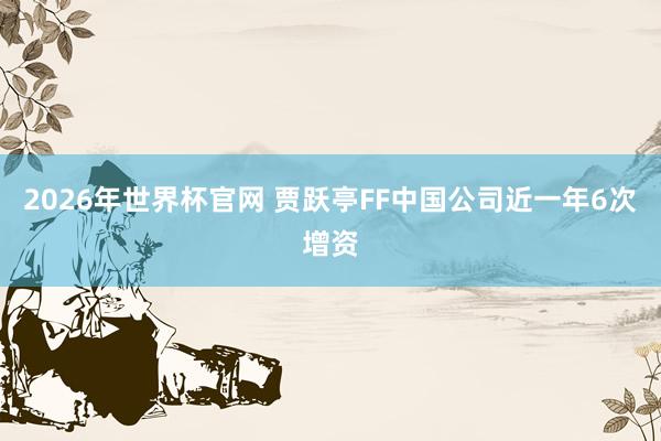 2026年世界杯官网 贾跃亭FF中国公司近一年6次增资