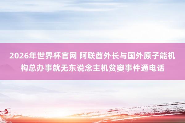 2026年世界杯官网 阿联酋外长与国外原子能机构总办事就无东说念主机贫窭事件通电话