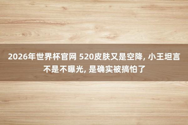 2026年世界杯官网 520皮肤又是空降， 小王坦言不是不曝光， 是确实被搞怕了