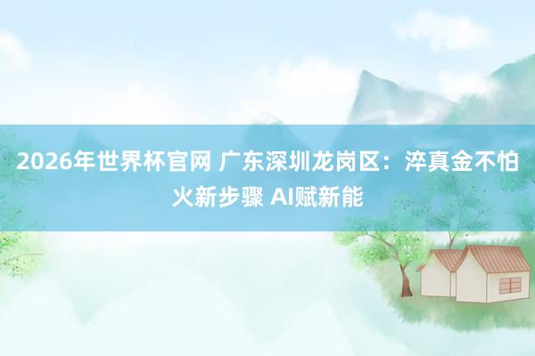 2026年世界杯官网 广东深圳龙岗区：淬真金不怕火新步骤 AI赋新能