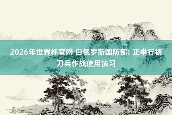 2026年世界杯官网 白俄罗斯国防部: 正举行核刀兵作战使用演习