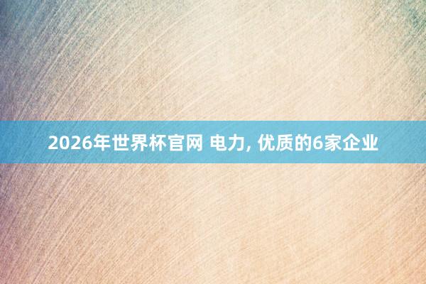 2026年世界杯官网 电力， 优质的6家企业