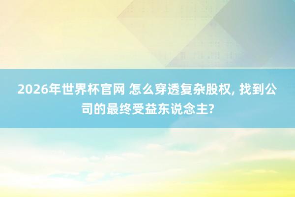 2026年世界杯官网 怎么穿透复杂股权， 找到公司的最终受益东说念主?