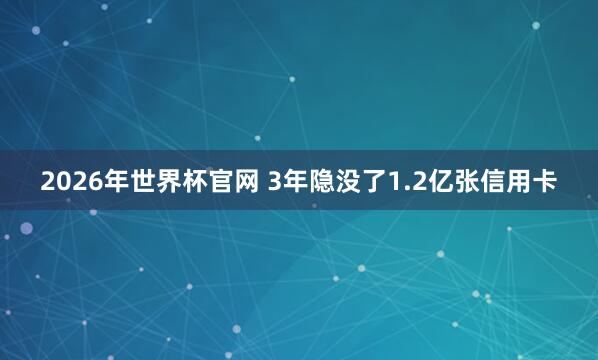 2026年世界杯官网 3年隐没了1.2亿张信用卡
