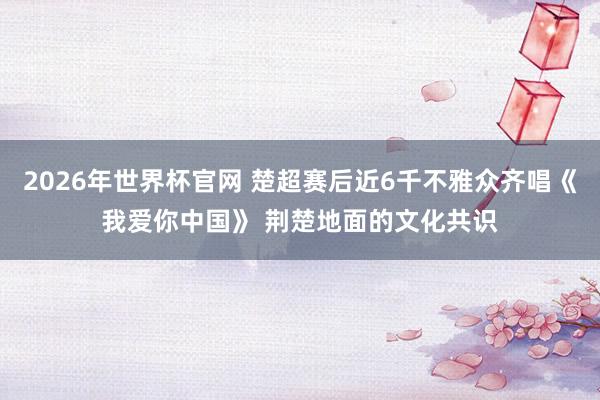2026年世界杯官网 楚超赛后近6千不雅众齐唱《我爱你中国》 荆楚地面的文化共识