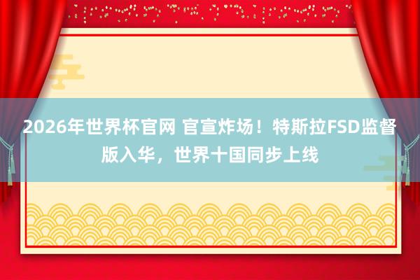 2026年世界杯官网 官宣炸场！特斯拉FSD监督版入华，世界十国同步上线