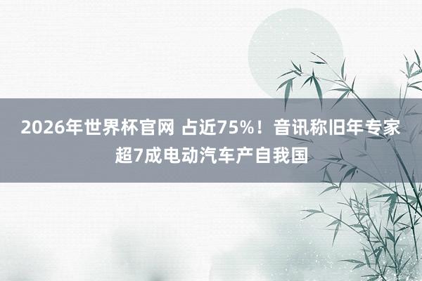 2026年世界杯官网 占近75%！音讯称旧年专家超7成电动汽车产自我国