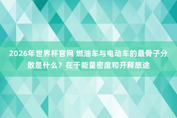 2026年世界杯官网 燃油车与电动车的最骨子分散是什么？在于能量密度和开释旅途