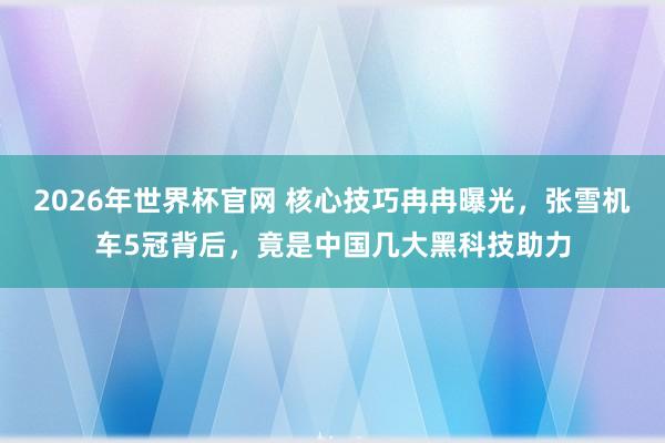 2026年世界杯官网 核心技巧冉冉曝光，张雪机车5冠背后，竟是中国几大黑科技助力