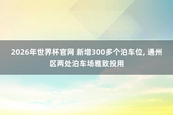 2026年世界杯官网 新增300多个泊车位， 通州区两处泊车场雅致投用