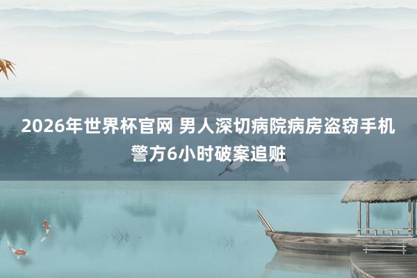 2026年世界杯官网 男人深切病院病房盗窃手机警方6小时破案追赃