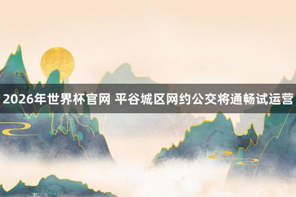 2026年世界杯官网 平谷城区网约公交将通畅试运营
