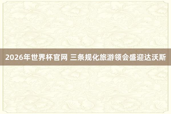 2026年世界杯官网 三条规化旅游领会盛迎达沃斯