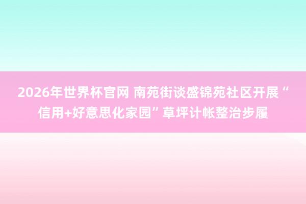 2026年世界杯官网 南苑街谈盛锦苑社区开展“信用+好意思化家园”草坪计帐整治步履
