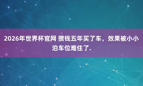 2026年世界杯官网 攒钱五年买了车,效果被小小泊车位难住了.
