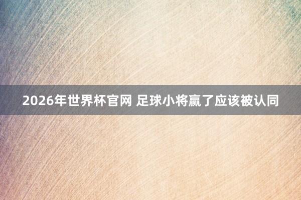 2026年世界杯官网 足球小将赢了应该被认同