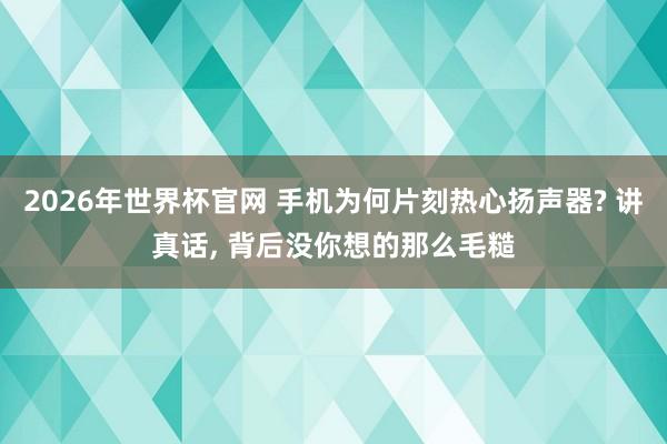 2026年世界杯官网 手机为何片刻热心扬声器? 讲真话， 背后没你想的那么毛糙