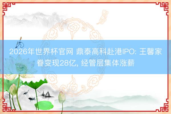 2026年世界杯官网 鼎泰高科赴港IPO: 王馨家眷变现28亿， 经管层集体涨薪