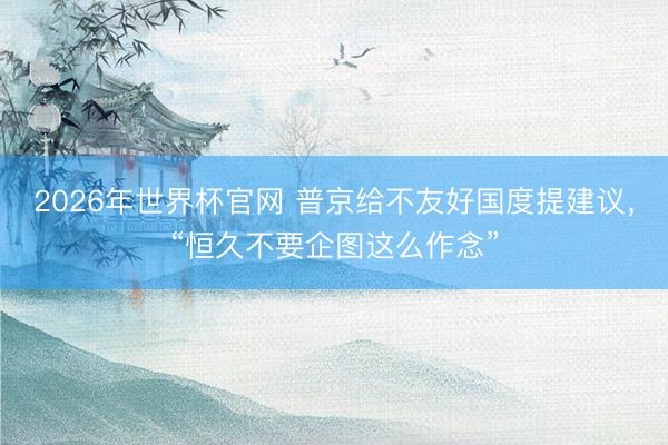 2026年世界杯官网 普京给不友好国度提建议，“恒久不要企图这么作念”