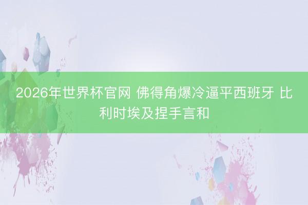 2026年世界杯官网 佛得角爆冷逼平西班牙 比利时埃及捏手言和