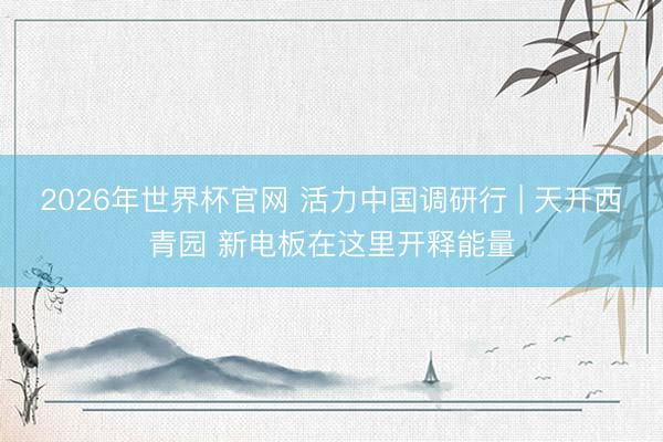 2026年世界杯官网 活力中国调研行 | 天开西青园 新电板在这里开释能量